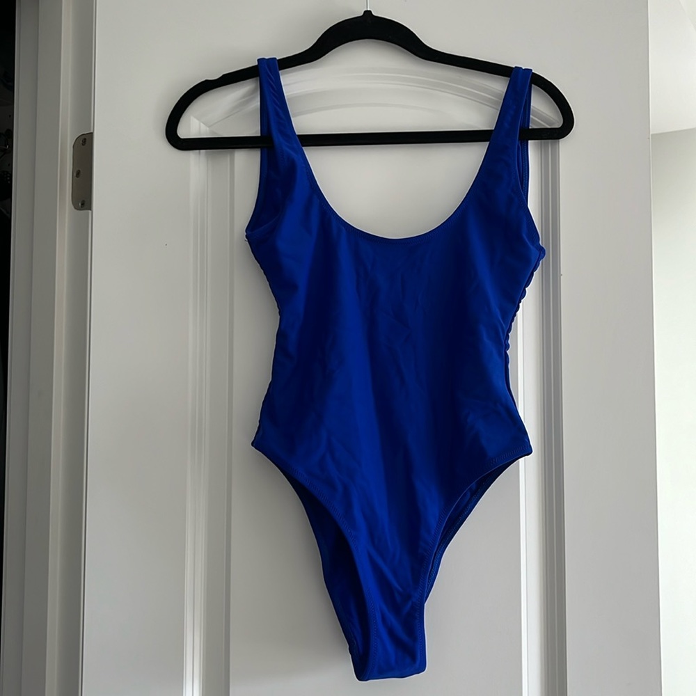 White fox XS blue one piece bathing suit